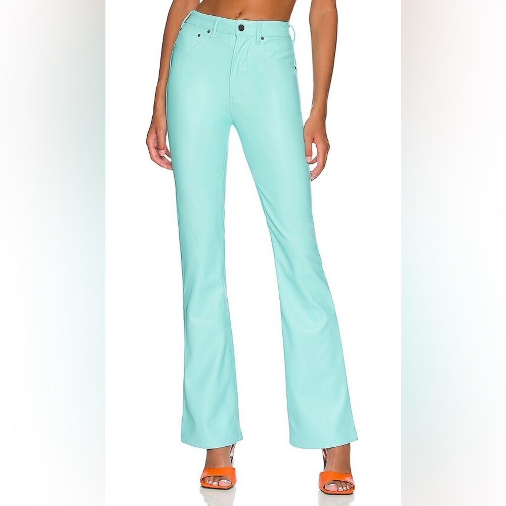 NWT AFRM Revolve Huxley Faux Leather Pant in Aruba Blue Size 28